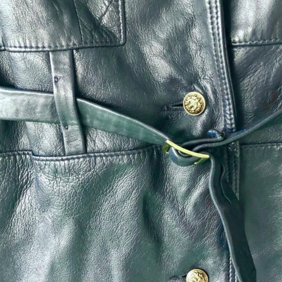 Vintage Hudson’s Bay navy blue soft leather coat - Picture 3 of 5